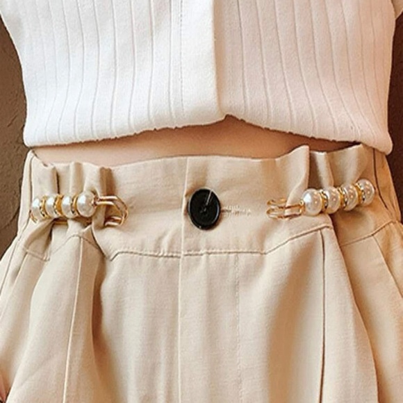 2pc Red Pearl Brooch detachable jeans and Sweater cape clip pants extended pin - Picture 10 of 12